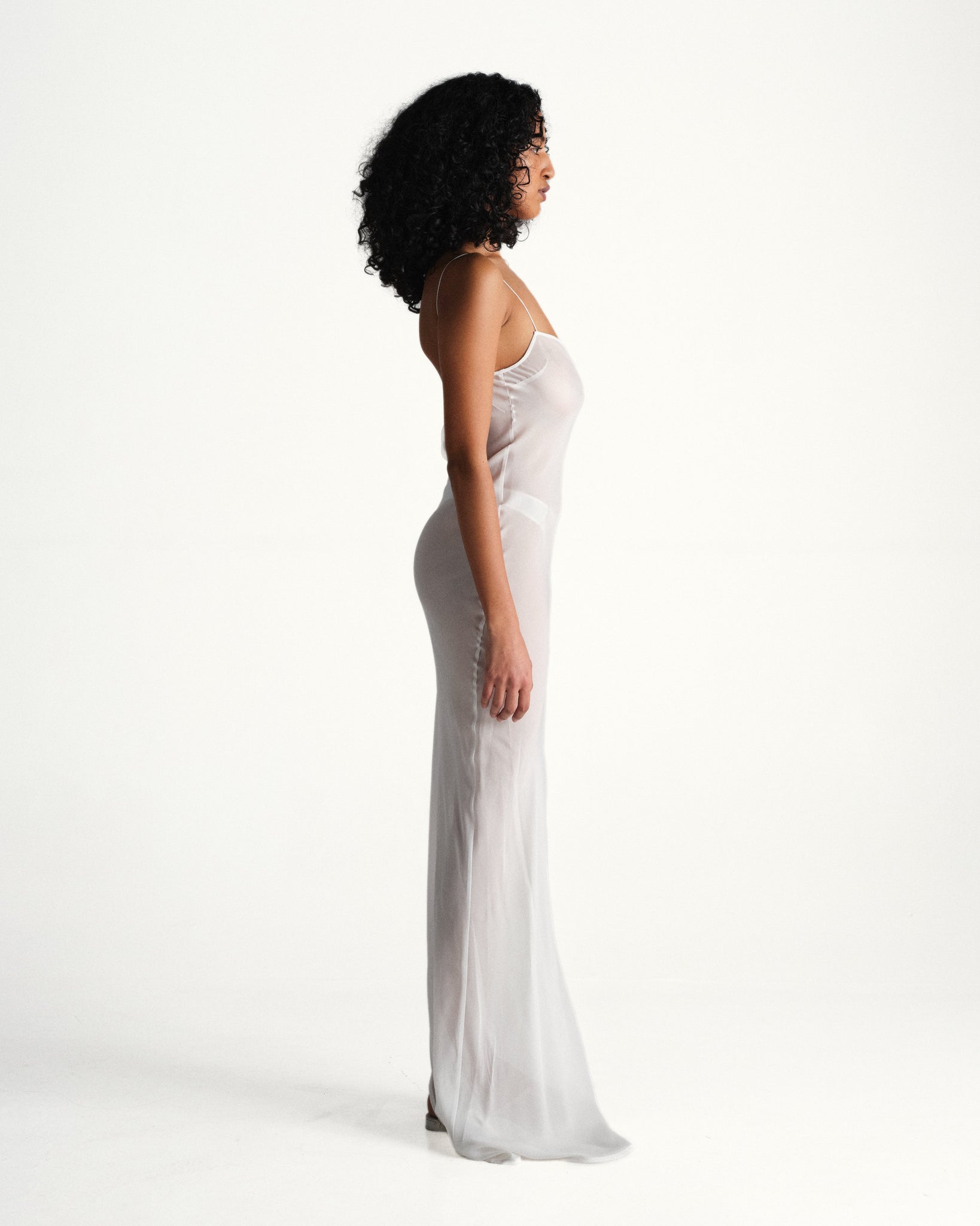 spaghetti strap slip gown - white