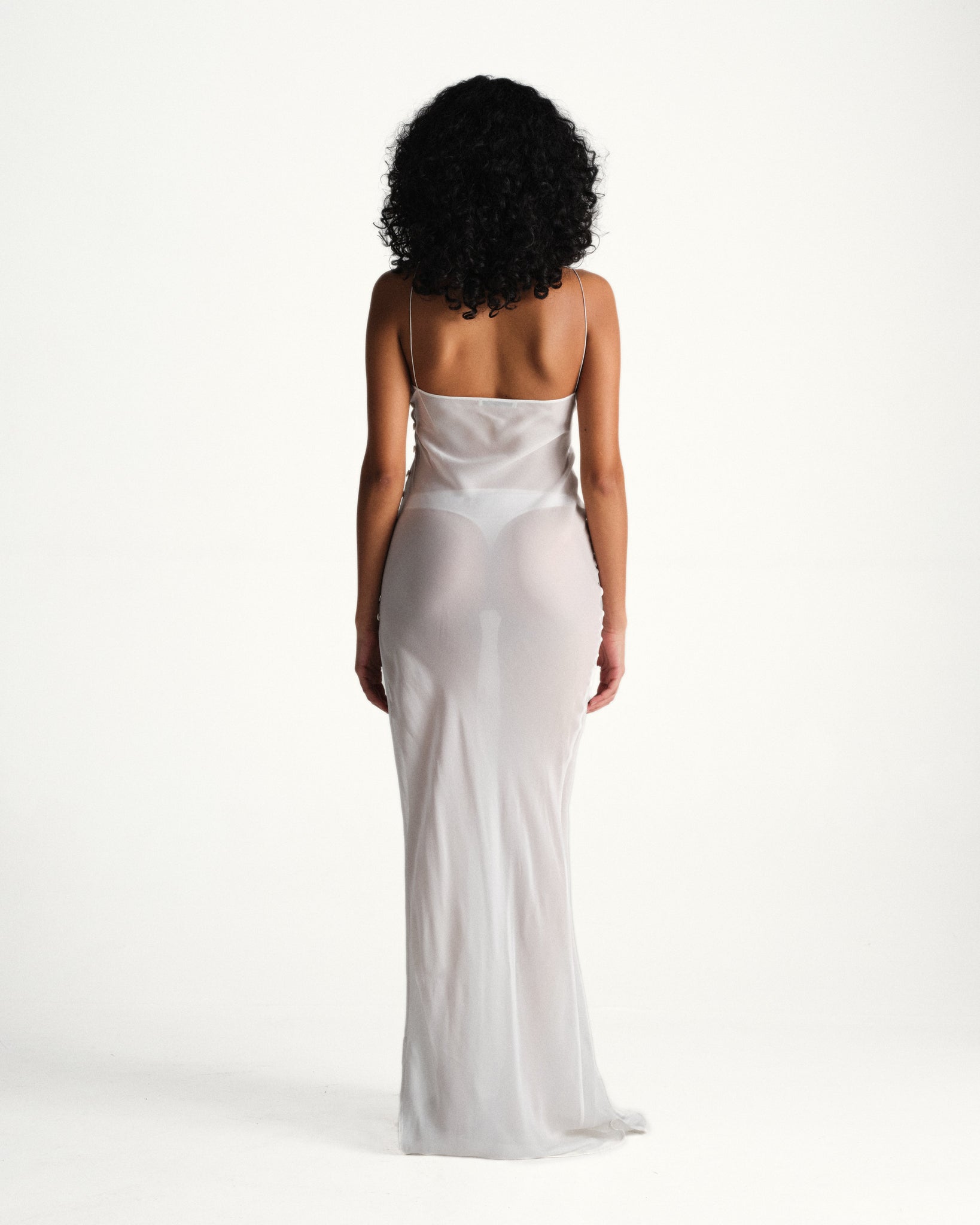 spaghetti strap slip gown - white