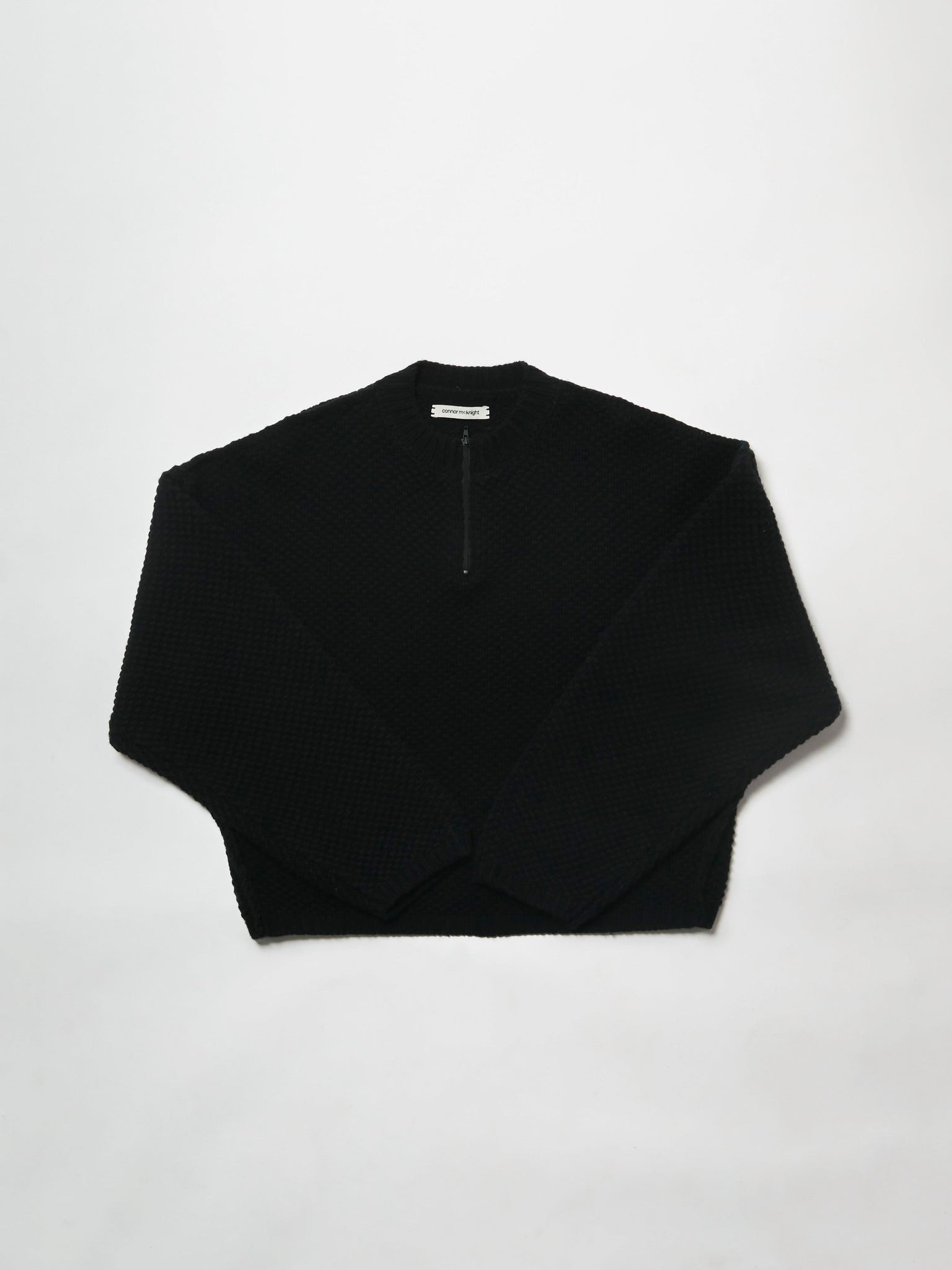 quarter zip pullover knit - black