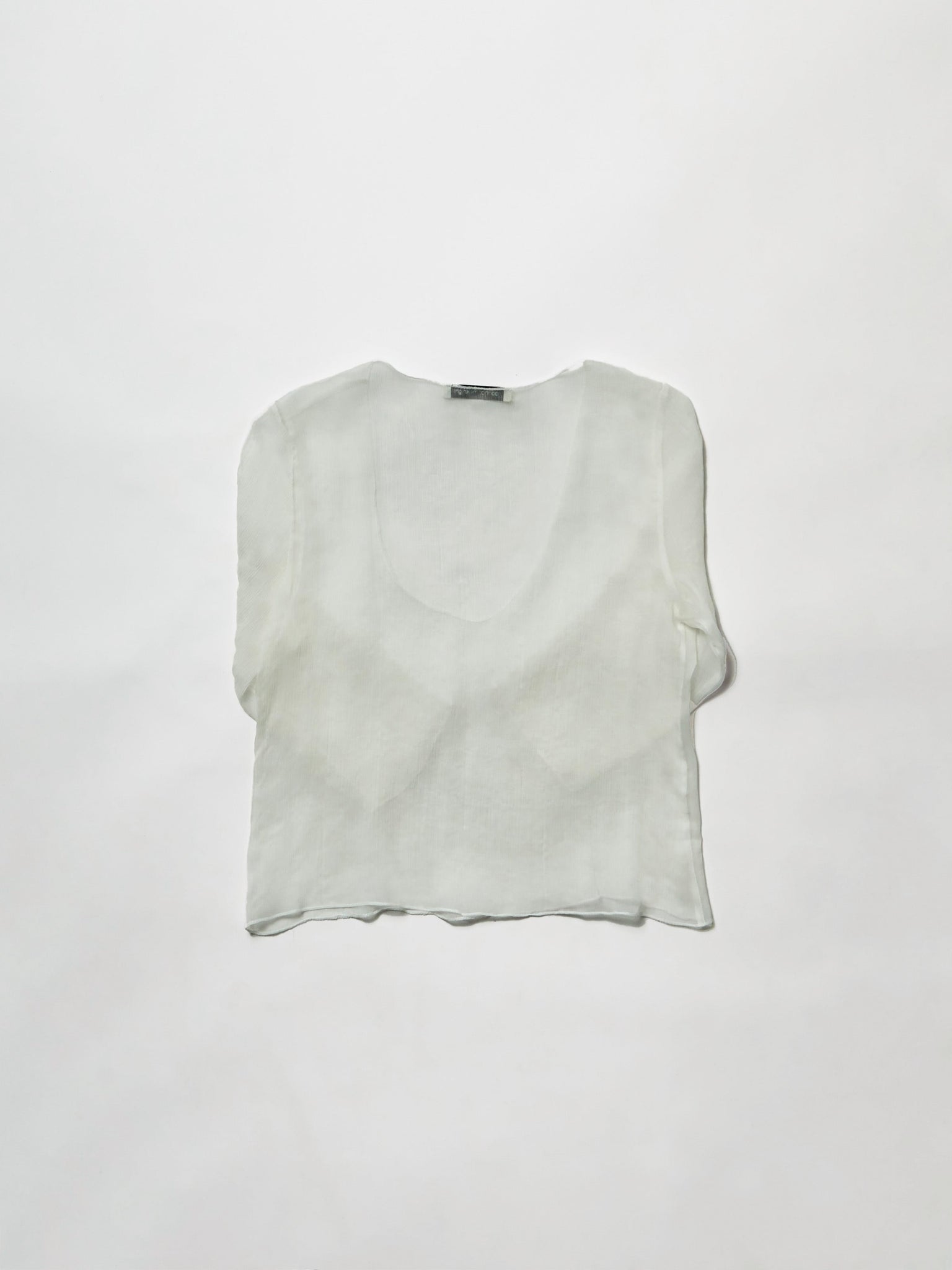 feather half sleeve top - white